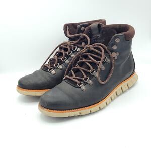 Mens Cole Haan ZeroGrand Hiker GrandOS Boots Brown Leather C29484 men's size 8.5